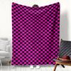 1PC Blanket Checkerboard Purple Black Flannel Thin Blankets for Home Car Naps Camping Festival Gift Perfect Gift Four Season Use