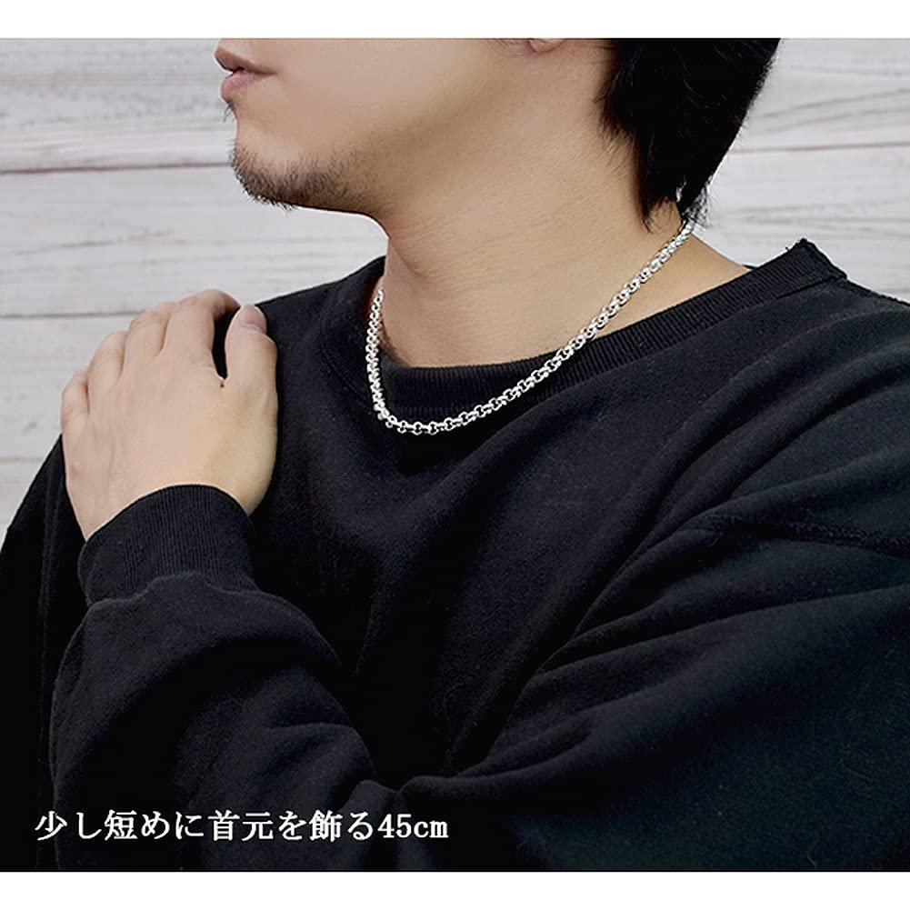 Gin No Silver 925 Roll Chain Necklace for Men and Chain Only [Shinjuku Kura] Chain, Approx. 5.5mm Wide, 45-60cm (50cm) Long, Women, Simple,