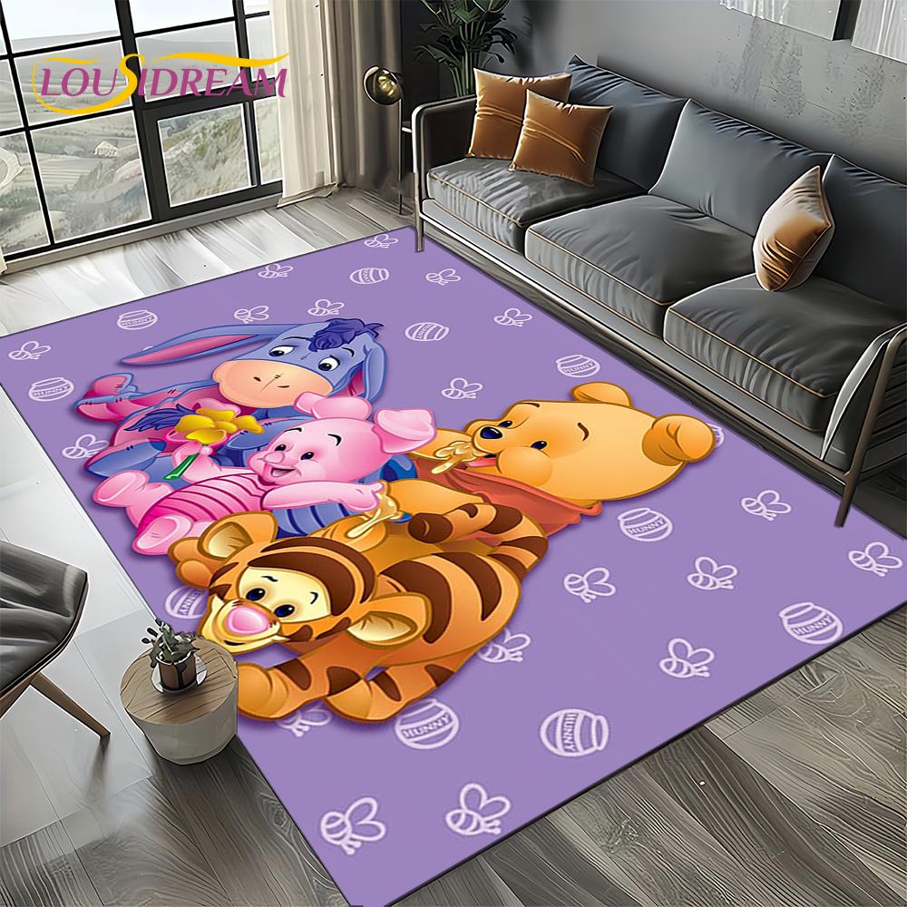 Tappeto Tappetino Decorativo Tappeto Cartoon Orso Winnie Pooh Carino 3D per Camera da Letto Soggiorno Casa Divano, Gioco Bambino Decorazione Grande Tappetino Pavimento Regalo
