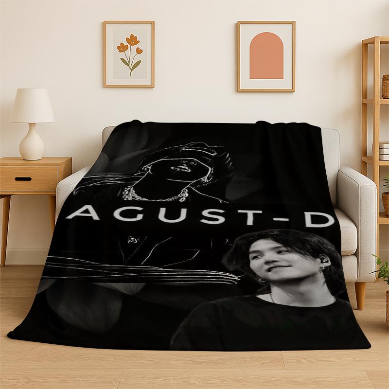 Kpop B-BTS SUGA Agust D Yoon Gi Flanelldecke Weiche Warme Überwurfdecke für Schlafzimmer Wohnzimmer Bett Reise Camping Picknick Geschenk