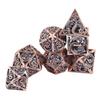 7pcs Polyhedral Dice Set Copper Hollow Dragons Pattern High Balance Table Games Dice Set for Role