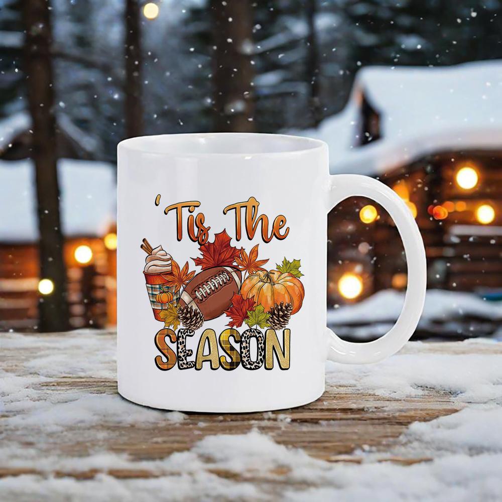 

Fall Themed Ceramic Mug Rustic Pattern Coffee Mug With Pumpkin Harvest Thanksgiving Water Cup Holiday Gift Home Kitchen Use Cups 330ml