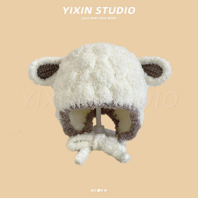 Autumn and Winter Boys and Girls Children's Hats Baby Hats Cute Cartoon Bears Plush Hats Thermal Hats Ear Protectors Knitted Hats