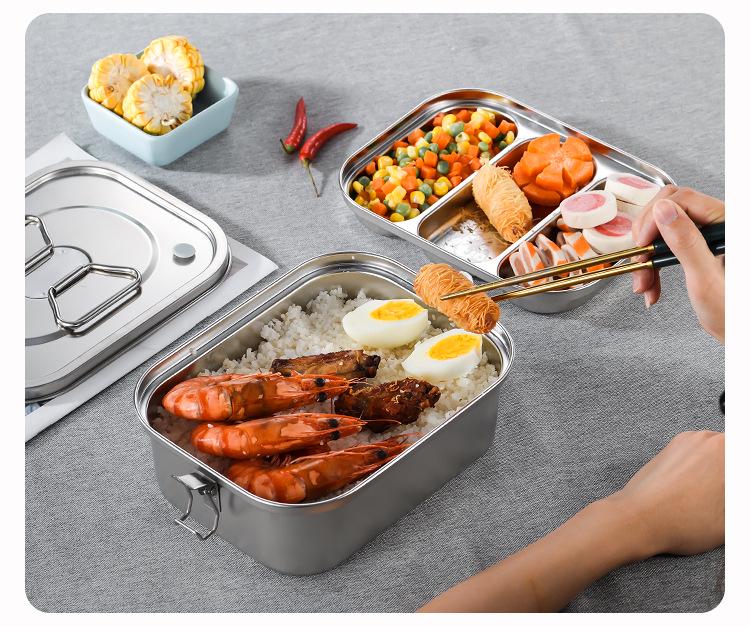 304 Stainless Steel Bento Lunch Box with Lid & Handle - Portable, Sealed Meal Container for Students & Office Workers