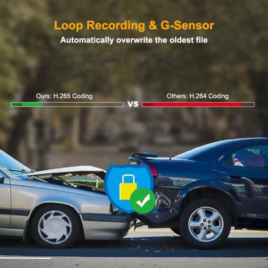 1080P Dash Cam Driving Recorder with Night Vision Loop Recording Wide-Angle Universal Easy To Install Dual Camera Dash Cam
