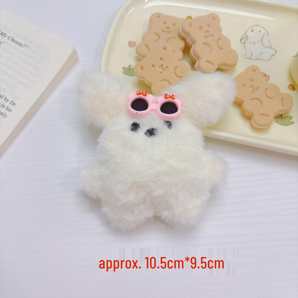 Adorable Blushing Rabbit Plush Keychain Charm