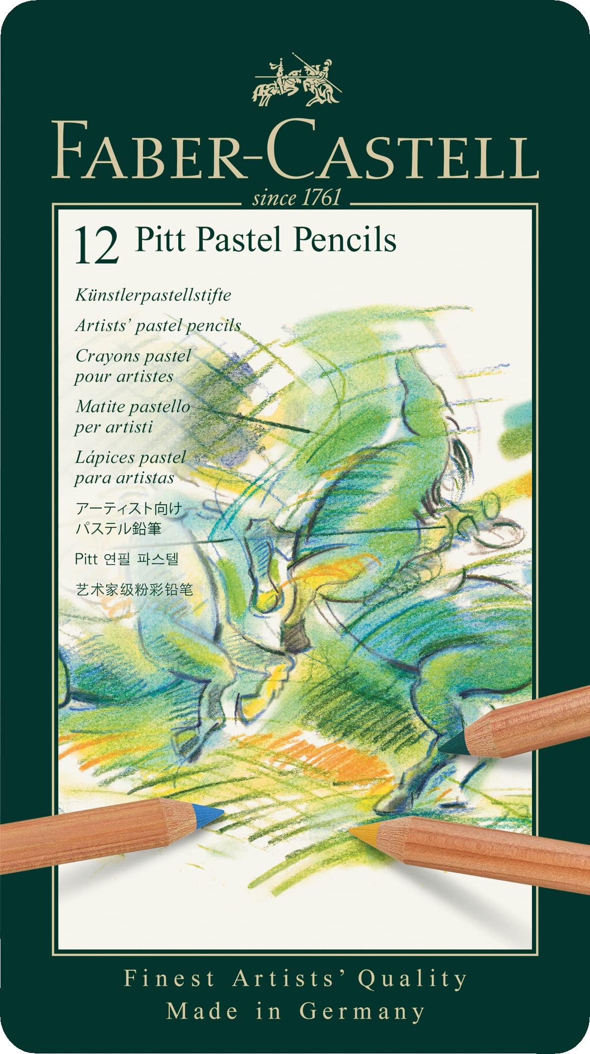 Pitt Pastel Colored Set in a 112112 Japanese Faber-Castell Pencils, 12-Color Tin, [Official Product]