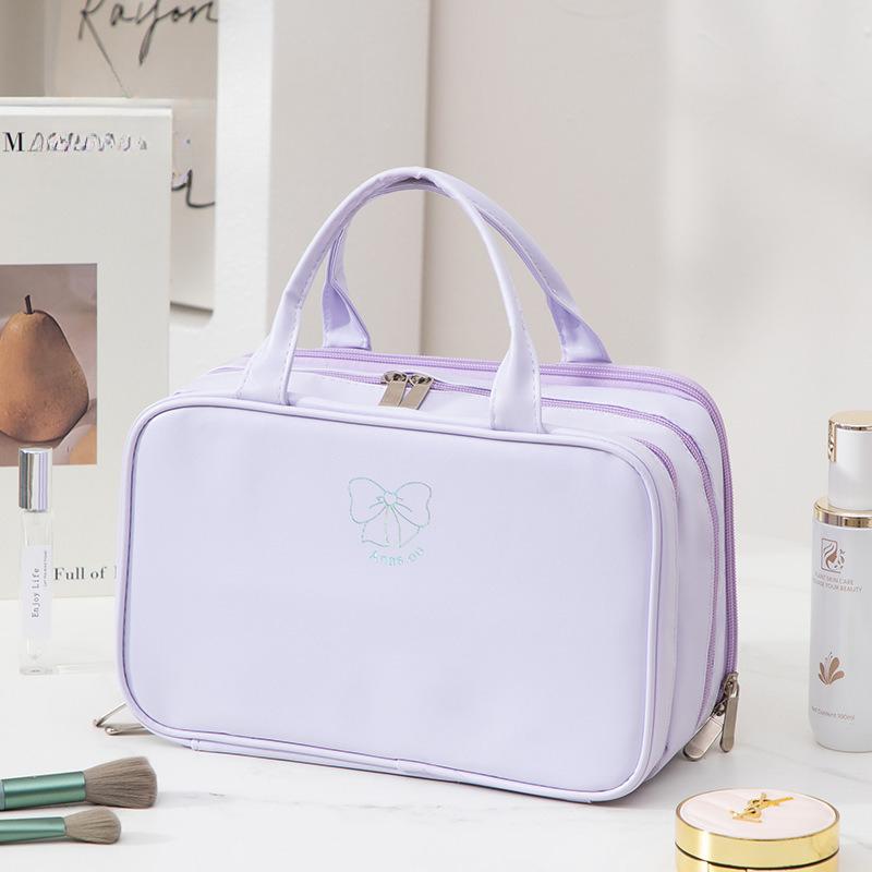 

Large Capacity 3 Layer Hanging Cosmetic Bag Bow Design Waterproof Travel Toiletry Organizer for Women KTB фиолетовый