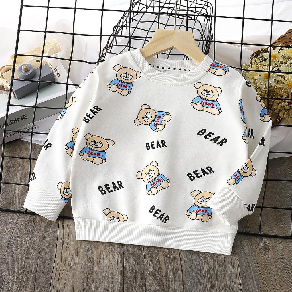 Kinder Herbst Langarm O Hals Cartoon bedruckte T-Shirt Tops für Unisex