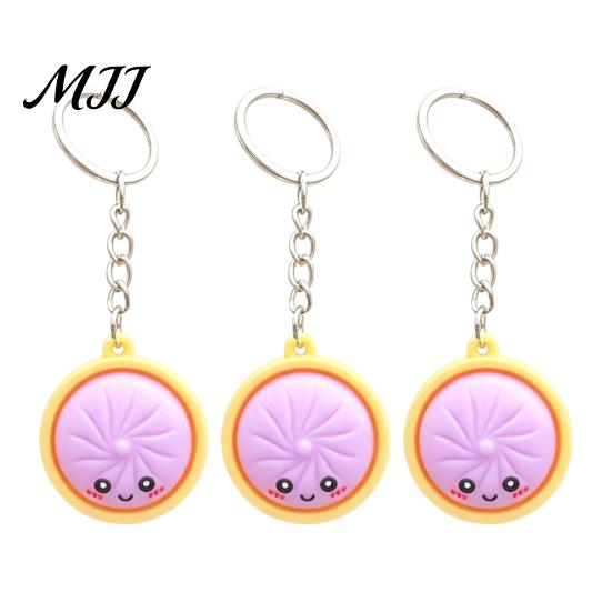 Bag Accessory Keyring 3Pcs Mini Dumpling Keychain Pendant, Soft Food Charm Cartoon Pastel Color Snack Accessories for Bags Car Keys School Gym