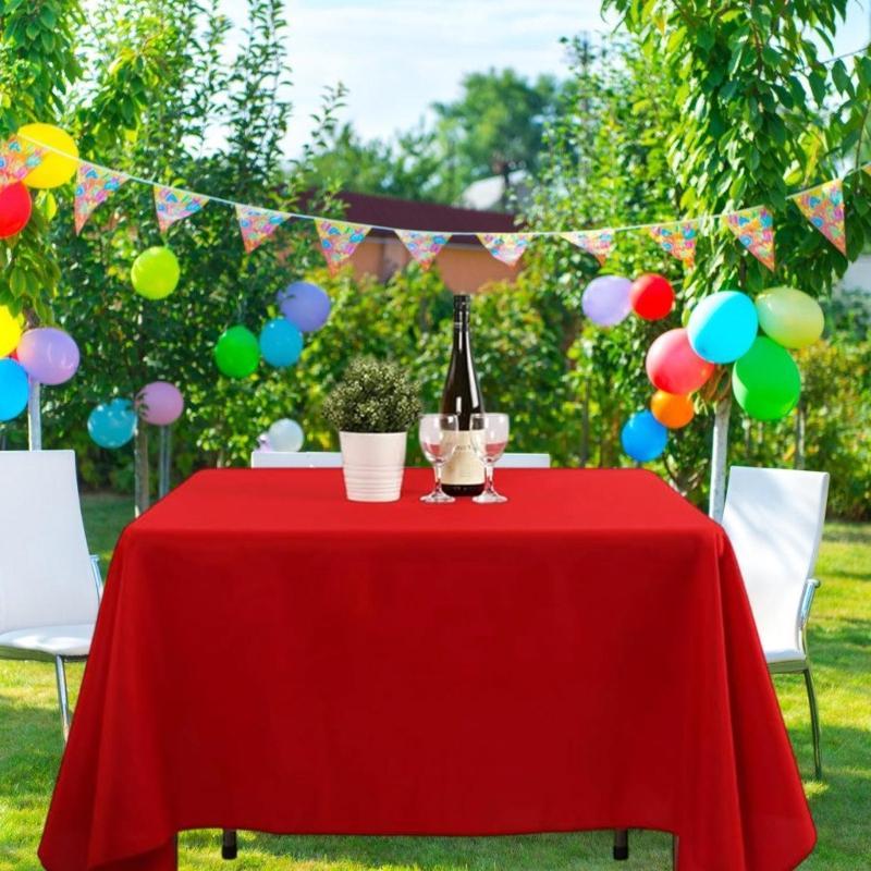 Red Table Cover Tablecloth Waterproofie Washable Foldable Polyester Fabric For Indoor and Outdoor Party Use