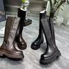 New Thick Soled Spicy Girl Street Versatile Round Headed Long Leg Knight Boots British Commuting Fashionable High Leg Boots