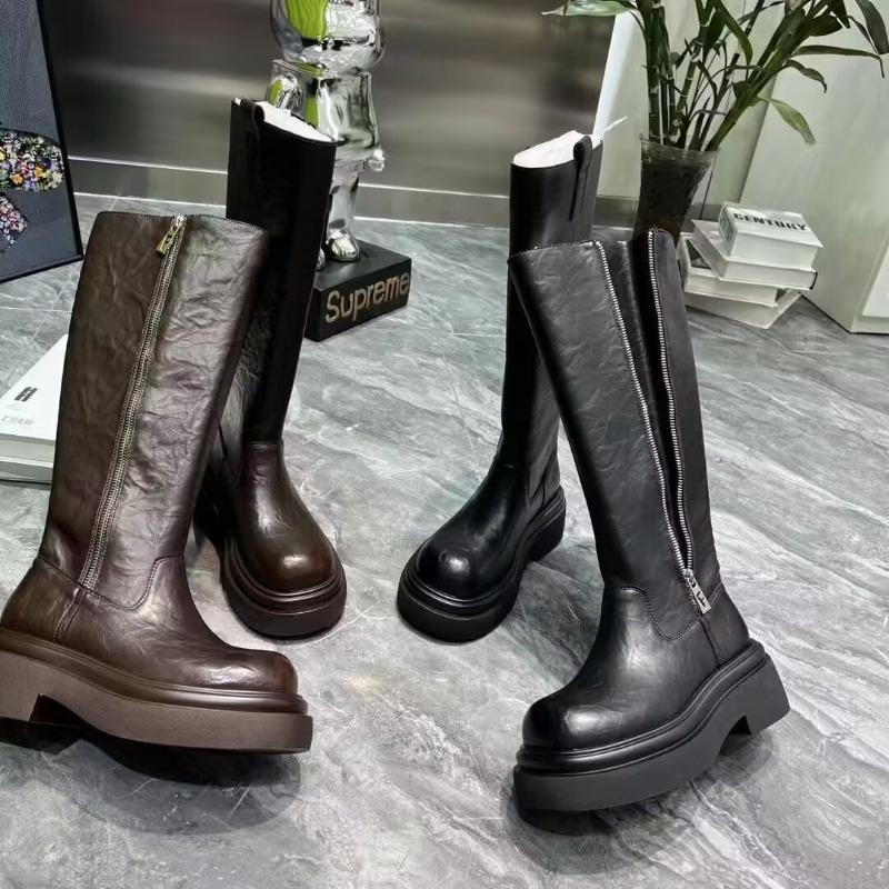 New Thick Soled Spicy Girl Street Versatile Round Headed Long Leg Knight Boots British Commuting Fashionable High Leg Boots