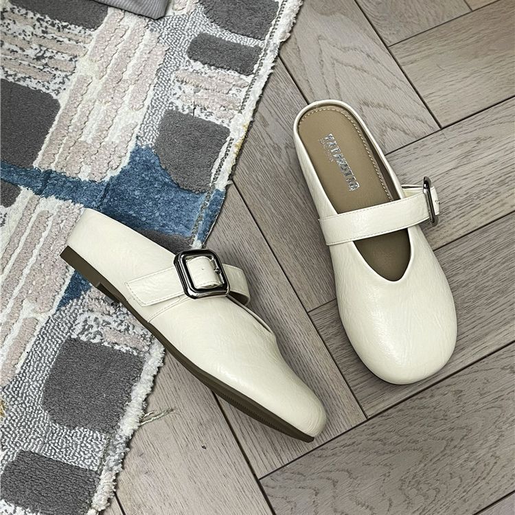 Soft-soled bag head half slippers women's outer wear 2025 new summer lazy shoes with skirt word with Muller cool slippers