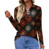 Women's Fashion Casual Lapel Short Long Sleeve Print Shirt Women's Button Up Tops