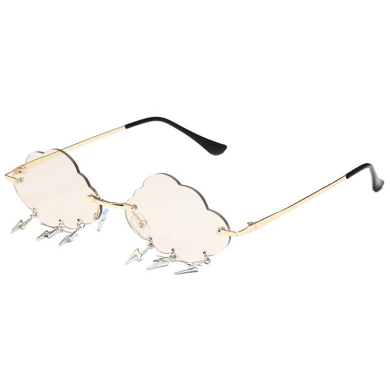 New Cloudd Fashion Sunglasses Female's Decorative Lightning Pendant Metal Sun Spectacles Female Outdoor Travel Eye Spectacles UV 400 Protection