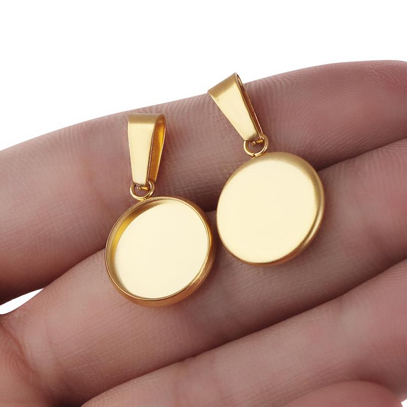 5-10Pcs High Quality Stainless Steel Cabochon Base Bezel For Jewelry Making Blank Tray Pendant Settings With Clasps DIY Necklace