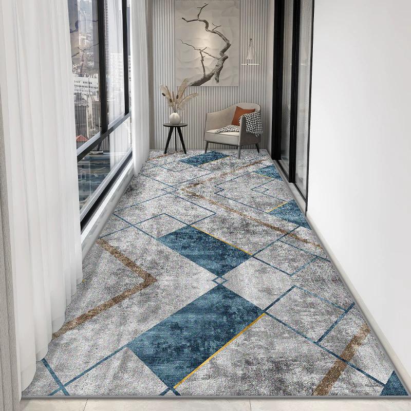 Luxury Geometric Long Corridor Carpet Stairs Passageway Non-slip Runner Rugs Decor Home Living Room Aisle Foot Mat Customizable