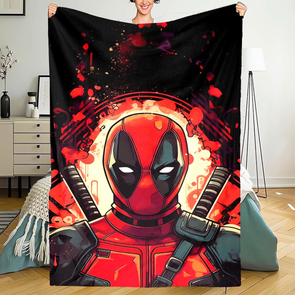 Deadpool Theme Printed Blanket - Perfect for Couch, Bed, Travel & Outdoor Use | Machine Washable, Cozy & Durable.