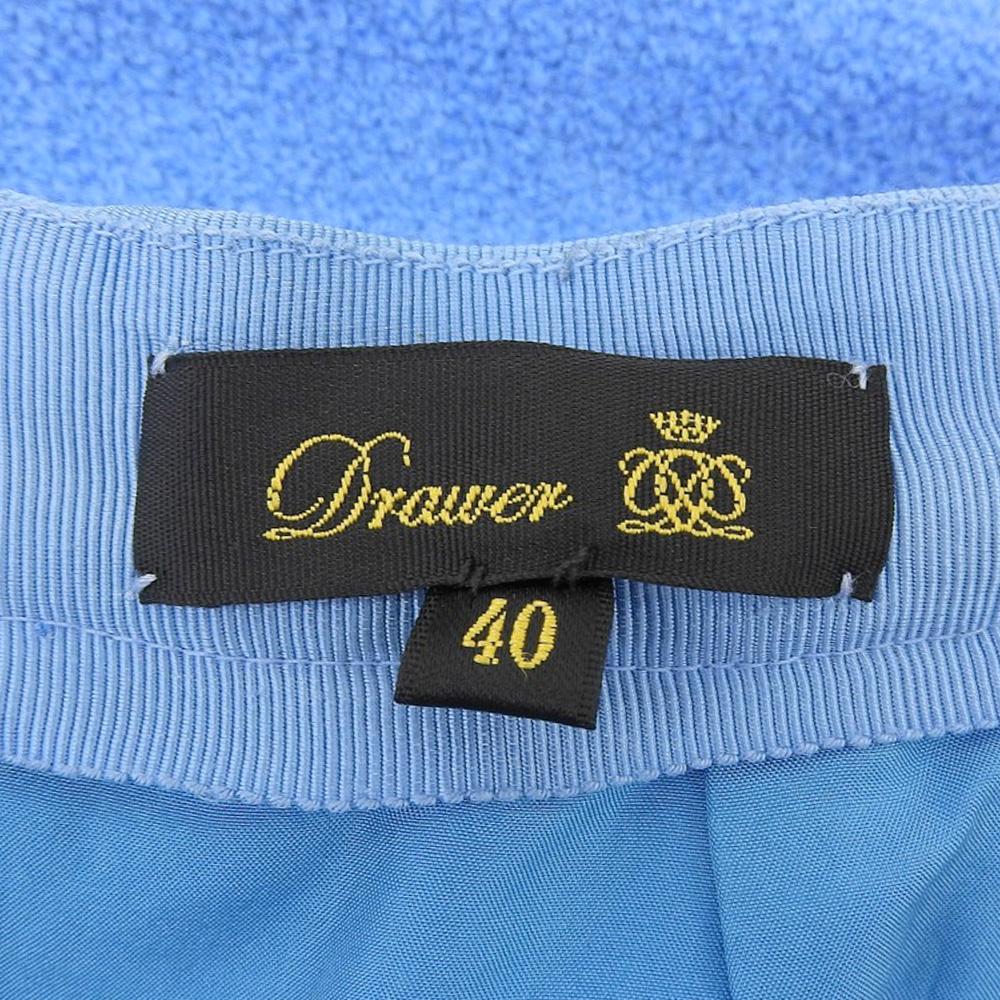 DRAWER Drawer Wool X Nylon Tweed Flared Long Skirt for Women, Blue, Size 40, 6524-299-1595 Skirt 40 blueUsed