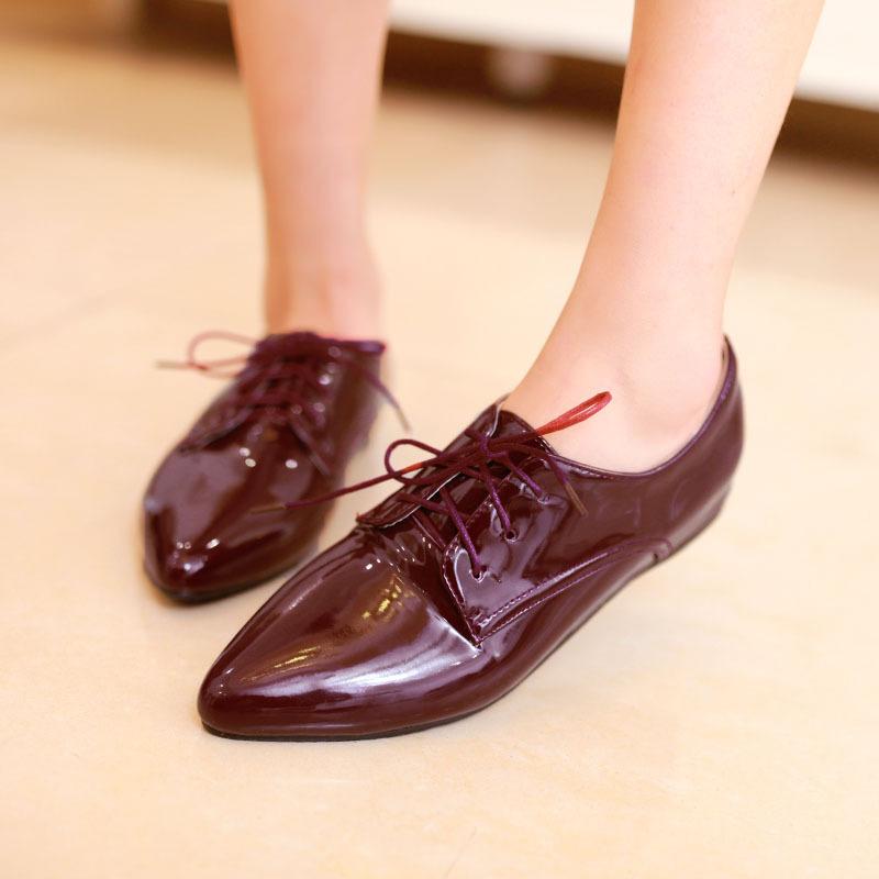 2019 new fashion pointed Korean version color inner height increase patent leather strap low heel women's single shoes