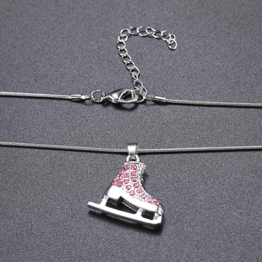Teamer Colorful Ice Skate with Zircon Pendant Necklace for Women Girls Snake Chain Choker Winter Valentine Jewelry Wholesale