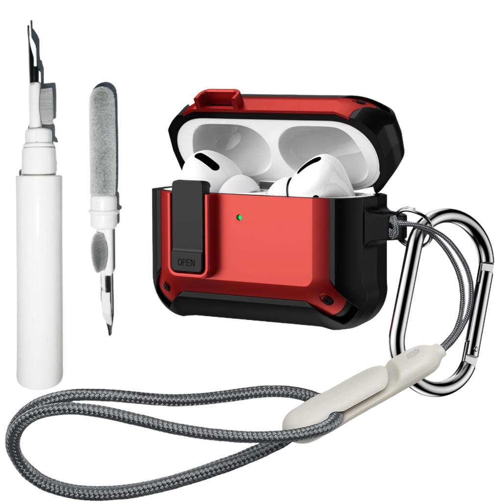 Case for Airpods Pro 3 (2025) Secure Lock Clip Full Shockproof Protective Case with Cleaning Kit Lanyard for Apple AirPods Pro 3