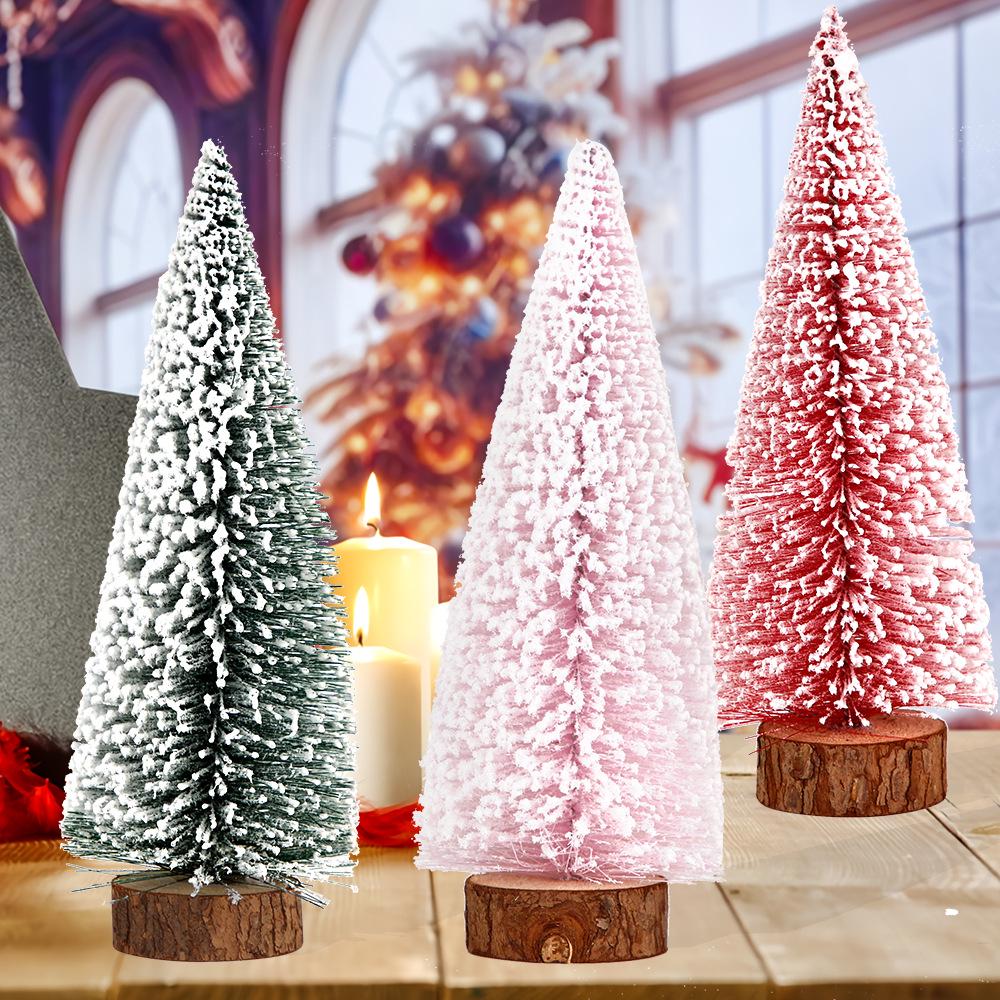 Mini Snow Spray Christmas Tree - Tabletop Holiday Decor Pine Cedar Ornament