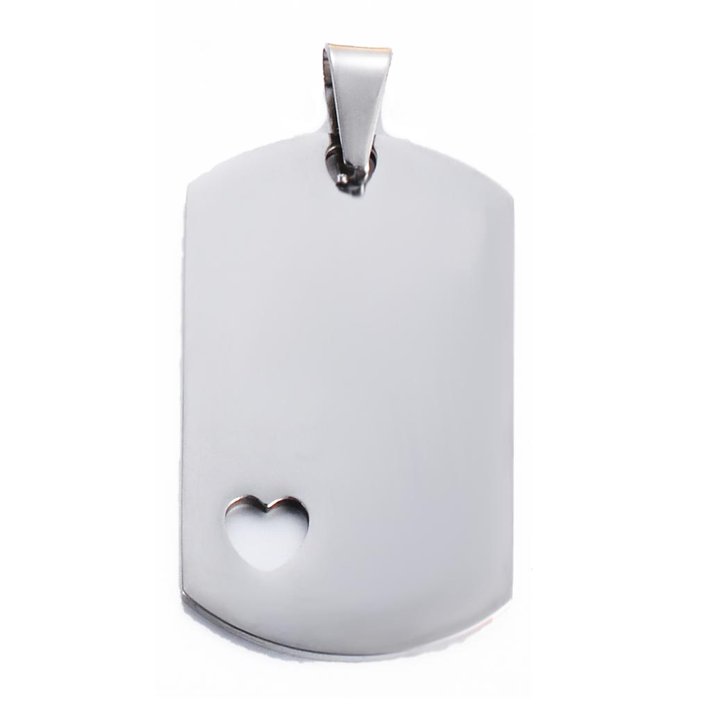 5Pcs Wholesale 5 Colors Military Tag Jewelry with heart Stainless Steel Necklace Pendant High Polished Necklace