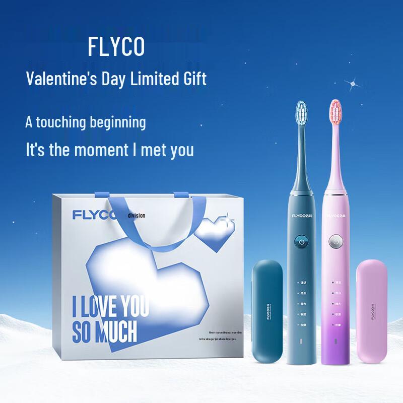FLYCO FT7105 Sonic Electric Toothbrush Dual Pack