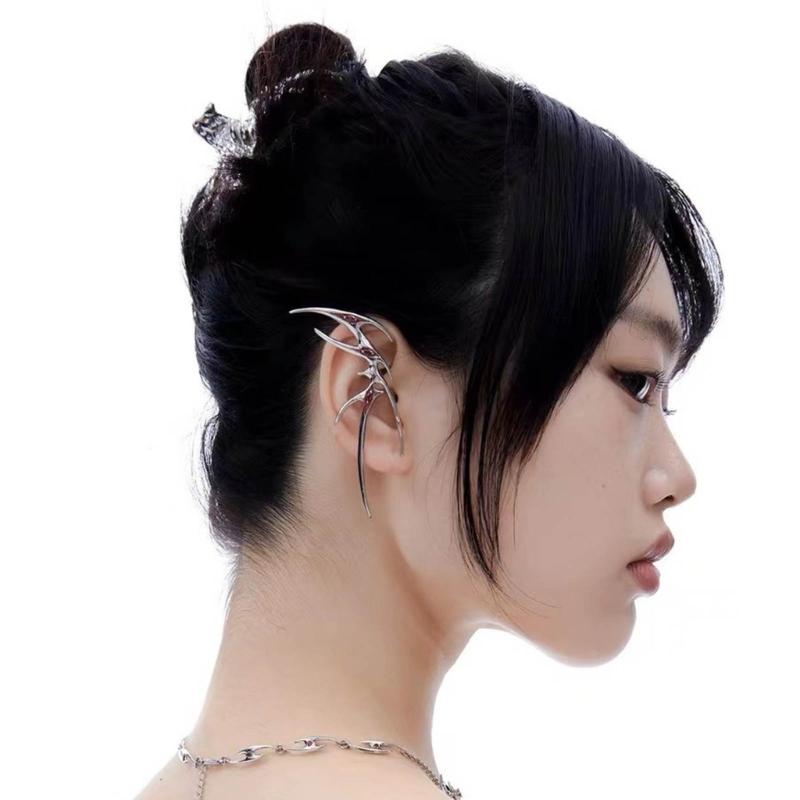 Gothic Blood Butterfly Ear Cuff Enamels Ear Bone Clip Punk Cool Earrings Irregular Metal Nonpiercing Earring for Women