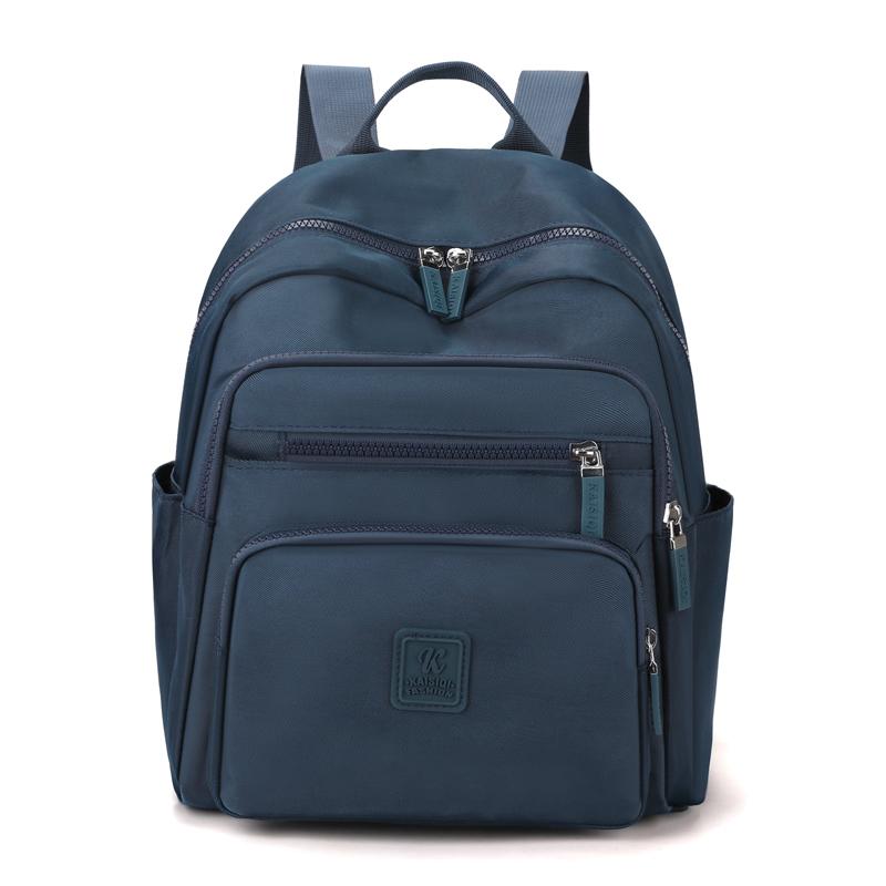 Solid Color Backpack Women s Large Capacity Waterproof Travel Multi-function Backpack синий