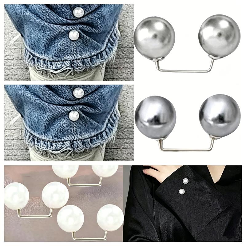Pearl Sleeve Clips 2 Pack No Sew No Trace Clothing Holders for Adjusting Long Sleeves Weekend Outings