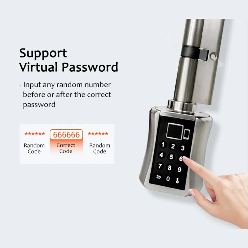 Bluetooth Smart Sylinderlås Biometrisk Elektronisk Digital Tastatur Nøkkelløs Med Kode Fingeravtrykk RFID-kort Dørlås