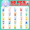 50 Bubble Tea Stickers Flavored Drinks Cute Animals Bubble Tea Cartoons Cute Graffiti Stickers