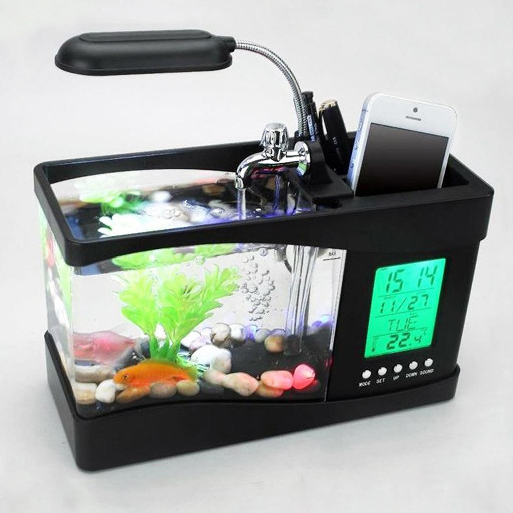 Fish   Clock Multifunctional USB Ecological Lamp Desktop Fish   Aquarium Calendar for   Bedroom