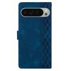 For Google Pixel 9 Pro XL Leather Case Imprinted Checkered Pattern Wallet Stand Flip Phone Cover