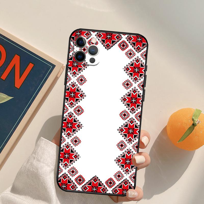 Ukrainian Pattern Funda Case For iPhone 15 14 16 Pro Max 11 12 13 Pro Max Mini XR 16e 16 15 Plus Phone Cover