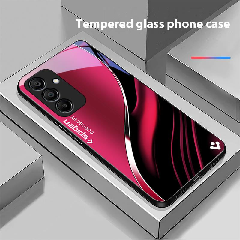 Tiefblaues Mode-Handycase aus gehärtetem Glas für Samsung Galaxy A15 5G 54 4G 51 50 24 35 90 71 12 51 53 52S 80 22 34 Schwarz