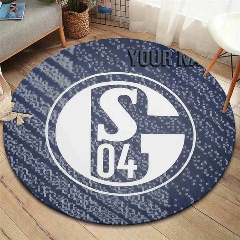 FC Schalke 04 Custom Name Round Area Rug,Carpet Rug for Living Room Bedroom Sofa Playroom Decor,Non-slip Floor Mat