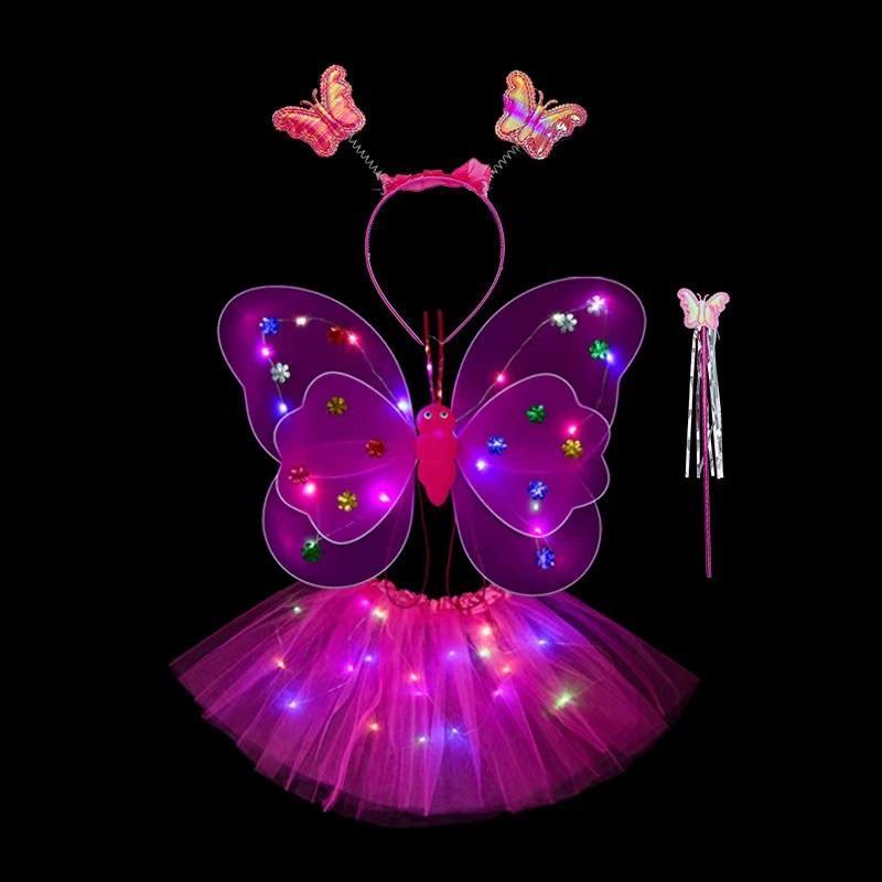 Luminous Wings Flashing Butterflys Skirt Lights Suits LED Children Costume Toys Girls Angel Children Fairy Props Photography Toy