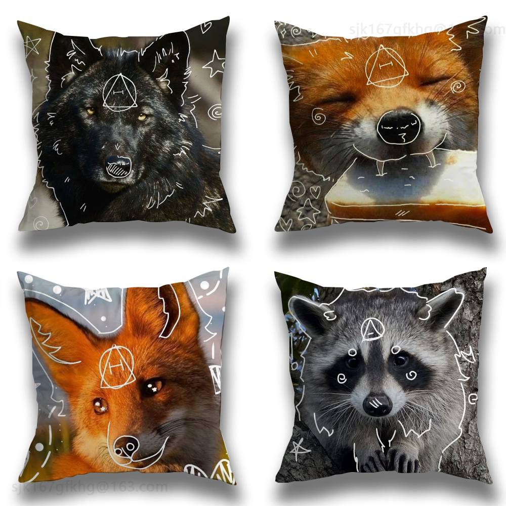 Nuova Federa Cuscino Simbolo Delta Therian Quadrata Stampa Double-Sided Peluche Corto Copricuscino Divano Camera da Letto Comodino