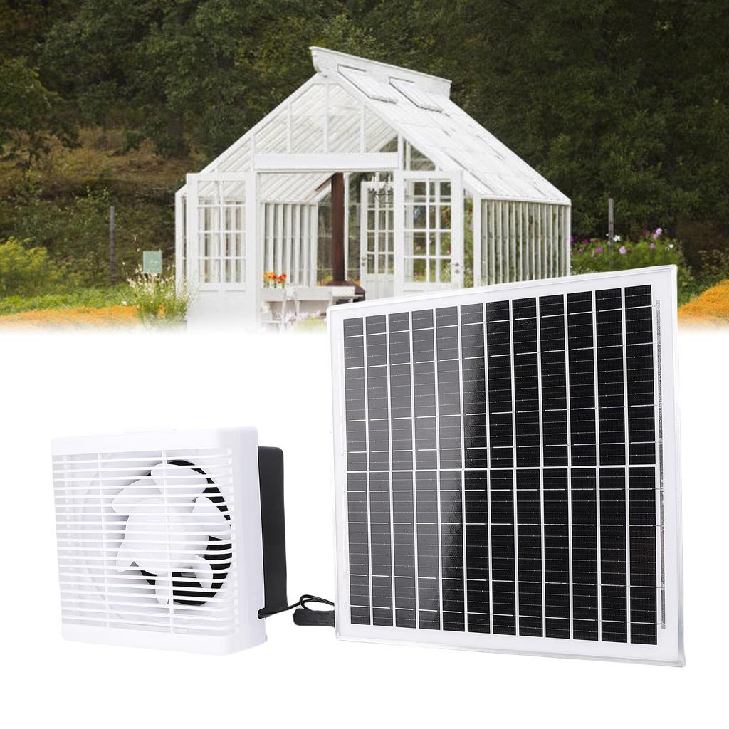 Solar Exhaust Fan, 20W Solar Powered 6in Exhaust Fan Kit with Automatic Speed Adjustment for Greenhouse Circulation, Chicken Coop, Shed, barn, Outsid