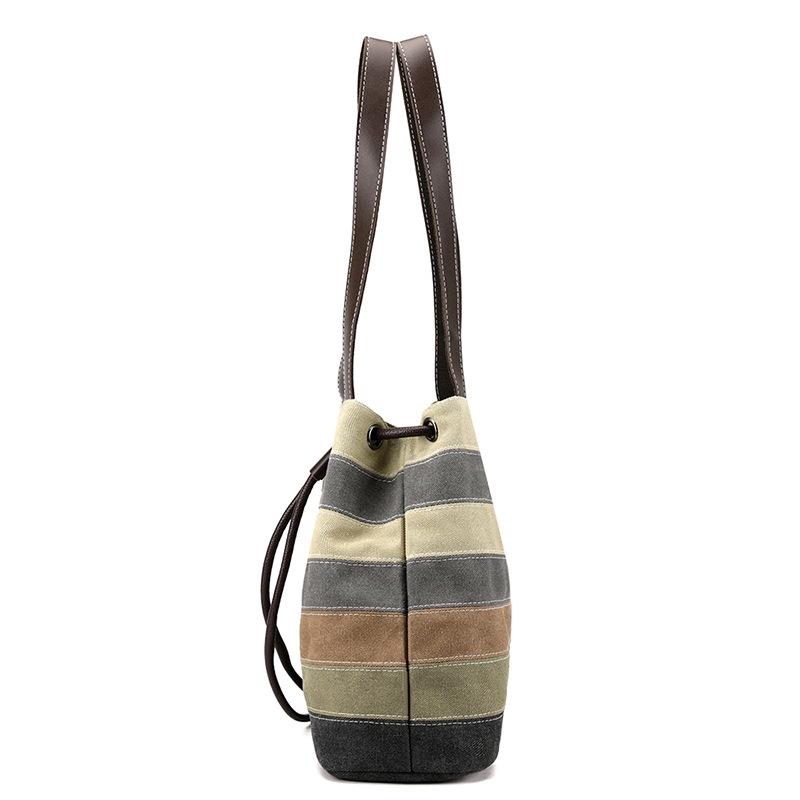 Große Schultertasche aus Canvas in Kontrastfarbe für Damen