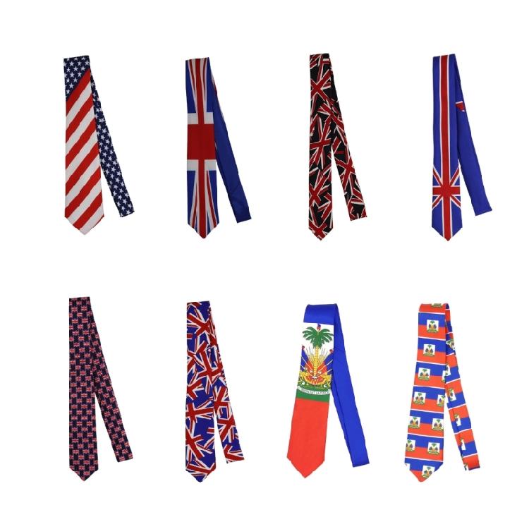 American British Print Neck Tie Wedding Business Suit Patriotics Polyester Tie