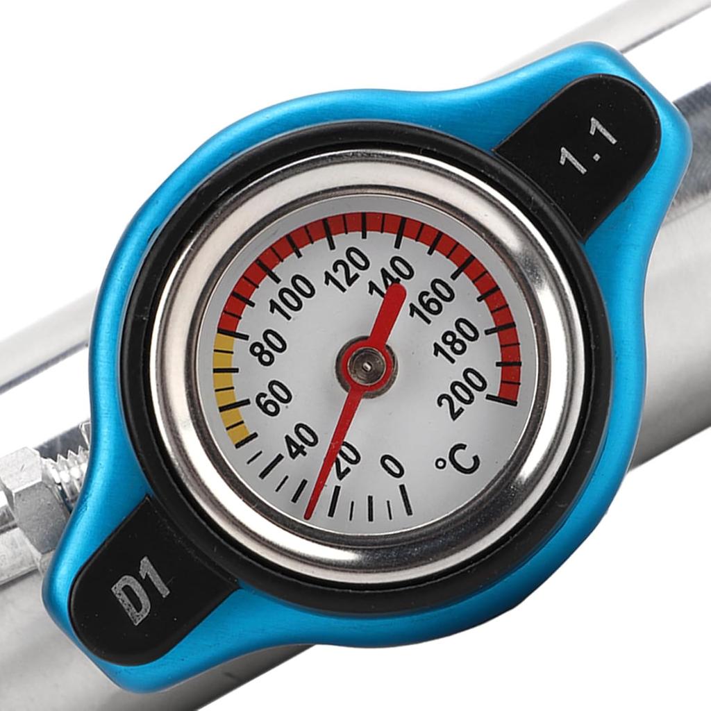 in Line Radiator Hose Filler Neck , Radiator Coolant Filler, Radiator with T Branch Water Pipe Kit, 38mm 1‑1/2in OD with Temp Display T6061