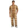 Men's Short Sleeve Pajama Set with Button Fly and Elastic Drawstring Waist for Sleepwear