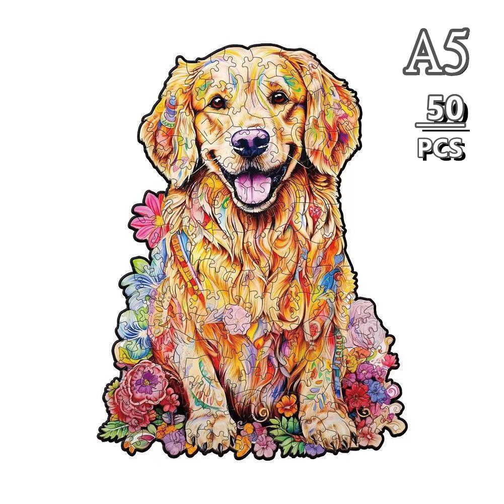 Irregular Puppy Animal Wooden Puzzle for Adult Children Gift Brain Teaser Game Fantasy Dog Christmas Present Box Puzzles Toys