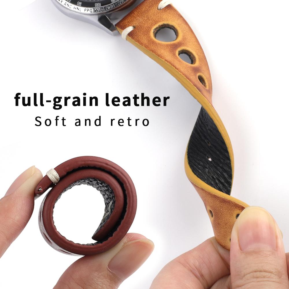 Handgefertigtes Echtes Leder Uhrenarmband 20mm 22mm 24mm Vintage Erste Schicht Rindsleder Uhrenarmband Armband Ersatz für Herren