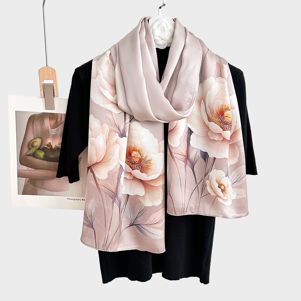 100% Pure Real Silk Scarf Women Neck Shawls Wraps Foulard Scarves Pashmina Female Hijab Bandana Kerchief Luxury Schals Bufandas